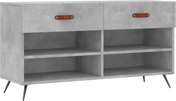 vidaXL - Schoenenbank - 102x35x55 - cm - bewerkt - hout - betongrijs