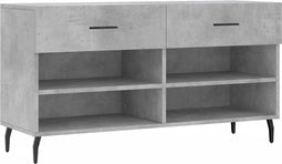 vidaXL - Schoenenbank - 102x35x55 - cm - bewerkt - hout - betongrijs