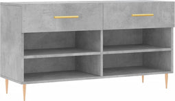vidaXL - Schoenenbank - 102x35x55 - cm - bewerkt - hout - betongrijs