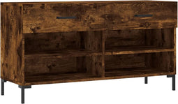 vidaXL - Schoenenbank - 102x35x55 - cm - bewerkt - hout - gerookt - eikenkleurig