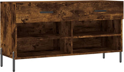 vidaXL - Schoenenbank - 102x35x55 - cm - bewerkt - hout - gerookt - eikenkleurig