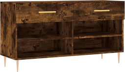 vidaXL - Schoenenbank - 102x35x55 - cm - bewerkt - hout - gerookt - eikenkleurig