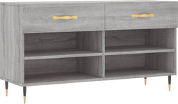vidaXL - Schoenenbank - 102x35x55 - cm - bewerkt - hout - grijs - sonoma - eikenkleur