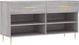 vidaXL - Schoenenbank - 102x35x55 - cm - bewerkt - hout - grijs - sonoma - eikenkleur