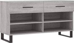 vidaXL - Schoenenbank - 102x35x55 - cm - bewerkt - hout - grijs - sonoma - eikenkleur