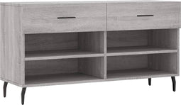 vidaXL - Schoenenbank - 102x35x55 - cm - bewerkt - hout - grijs - sonoma - eikenkleur