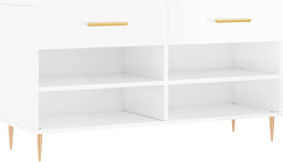 vidaXL - Schoenenbank - 102x35x55 - cm - bewerkt - hout - hoogglans - wit