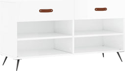 vidaXL - Schoenenbank - 102x35x55 - cm - bewerkt - hout - hoogglans - wit