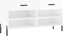 vidaXL - Schoenenbank - 102x35x55 - cm - bewerkt - hout - hoogglans - wit