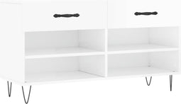 vidaXL - Schoenenbank - 102x35x55 - cm - bewerkt - hout - hoogglans - wit