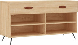 vidaXL - Schoenenbank - 102x35x55 - cm - bewerkt - hout - sonoma - eikenkleurig