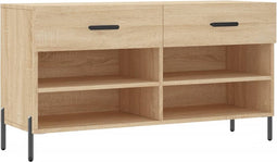 vidaXL - Schoenenbank - 102x35x55 - cm - bewerkt - hout - sonoma - eikenkleurig