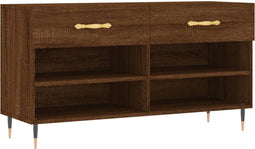 vidaXL - Schoenenbank - 102x35x55 - cm - bewerkt - hout - sonoma - eikenkleurig