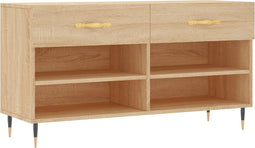 vidaXL - Schoenenbank - 102x35x55 - cm - bewerkt - hout - sonoma - eikenkleurig