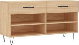 vidaXL - Schoenenbank - 102x35x55 - cm - bewerkt - hout - sonoma - eikenkleurig