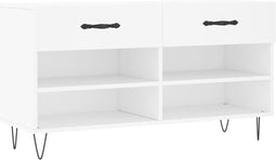 vidaXL - Schoenenbank - 102x35x55 - cm - bewerkt - hout - wit