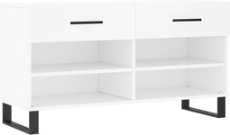 vidaXL - Schoenenbank - 102x35x55 - cm - bewerkt - hout - wit
