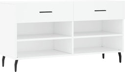 vidaXL - Schoenenbank - 102x35x55 - cm - bewerkt - hout - wit
