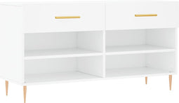 vidaXL - Schoenenbank - 102x35x55 - cm - bewerkt - hout - wit