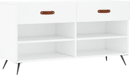 vidaXL - Schoenenbank - 102x35x55 - cm - bewerkt - hout - wit