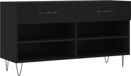 vidaXL - Schoenenbank - 102x35x55 - cm - bewerkt - hout - zwart