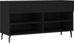 vidaXL - Schoenenbank - 102x35x55 - cm - bewerkt - hout - zwart