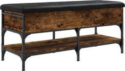 vidaXL - Schoenenbank - 102x42x45 - cm - bewerkt - hout - gerookt - eikenkleurig