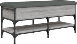 vidaXL - Schoenenbank - 102x42x45 - cm - bewerkt - hout - grijs - sonoma - eikenkleur