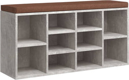 vidaXL - Schoenenbank - 103x30x48 - cm - bewerkt - hout - betongrijs