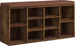vidaXL - Schoenenbank - 103x30x48 - cm - bewerkt - hout - gerookt - eikenkleurig