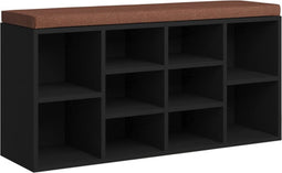 vidaXL - Schoenenbank - 103x30x48 - cm - bewerkt - hout - zwart