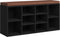 vidaXL - Schoenenbank - 103x30x48 - cm - bewerkt - hout - zwart