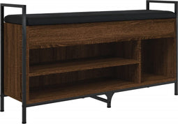 vidaXL - Schoenenbank - 105,5x32x57,5 - cm - bewerkt - hout - bruin - eikenkleur