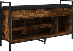 vidaXL - Schoenenbank - 105,5x32x57,5 - cm - bewerkt - hout - gerookt - eikenkleurig
