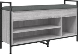vidaXL - Schoenenbank - 105,5x32x57,5 - cm - bewerkt - hout - grijs - sonoma