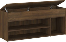 vidaXL - Schoenenbank - 105x30x45 - cm - bewerkt - hout - bruin - eikenkleur