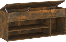 vidaXL - Schoenenbank - 105x30x45 - cm - bewerkt - hout - gerookt - eikenkleurig