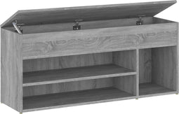 vidaXL - Schoenenbank - 105x30x45 - cm - bewerkt - hout - grijs - sonoma - eikenkleur