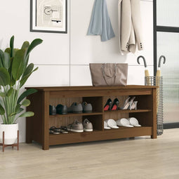 vidaXL - Schoenenbank - 110x38x45,5 - cm - massief - grenenhout - honingbruin