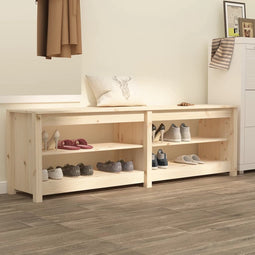 vidaXL - Schoenenbank - 160x36,5x50 - cm - massief - grenenhout - zwart