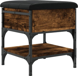 vidaXL - Schoenenbank - 42x42x45 - cm - bewerkt - hout - gerookt - eikenkleurig