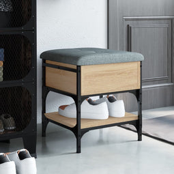 vidaXL - Schoenenbank - 42x42x45 - cm - bewerkt - hout - sonoma - eikenkleurig