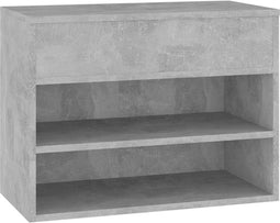 vidaXL - Schoenenbank - 60x30x45 - cm - bewerkt - hout - betongrijs