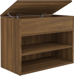 vidaXL - Schoenenbank - 60x30x45 - cm - bewerkt - hout - bruin - eikenkleur