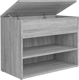 vidaXL - Schoenenbank - 60x30x45 - cm - bewerkt - hout - grijs - sonoma - eikenkleurig