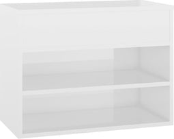 vidaXL - Schoenenbank - 60x30x45 - cm - bewerkt - hout - hoogglans - wit