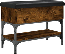 vidaXL - Schoenenbank - 62x32x45 - cm - bewerkt - hout - gerookt - eikenkleurig