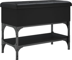 vidaXL - Schoenenbank - 62x32x45 - cm - bewerkt - hout - zwart