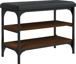 vidaXL - Schoenenbank - 62x32x47 - cm - bewerkt - hout - bruin - eikenkleur