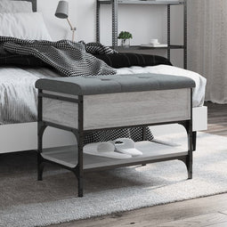 vidaXL - Schoenenbank - 62x42x45 - cm - bewerkt - hout - grijs - sonoma - eikenkleurig